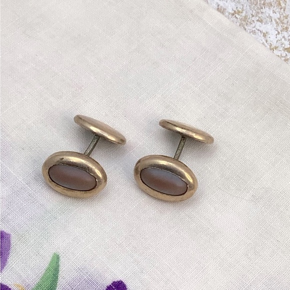 Antique Saphiret men’s cuff links 1920 rolled gold - Picture 1 of 6